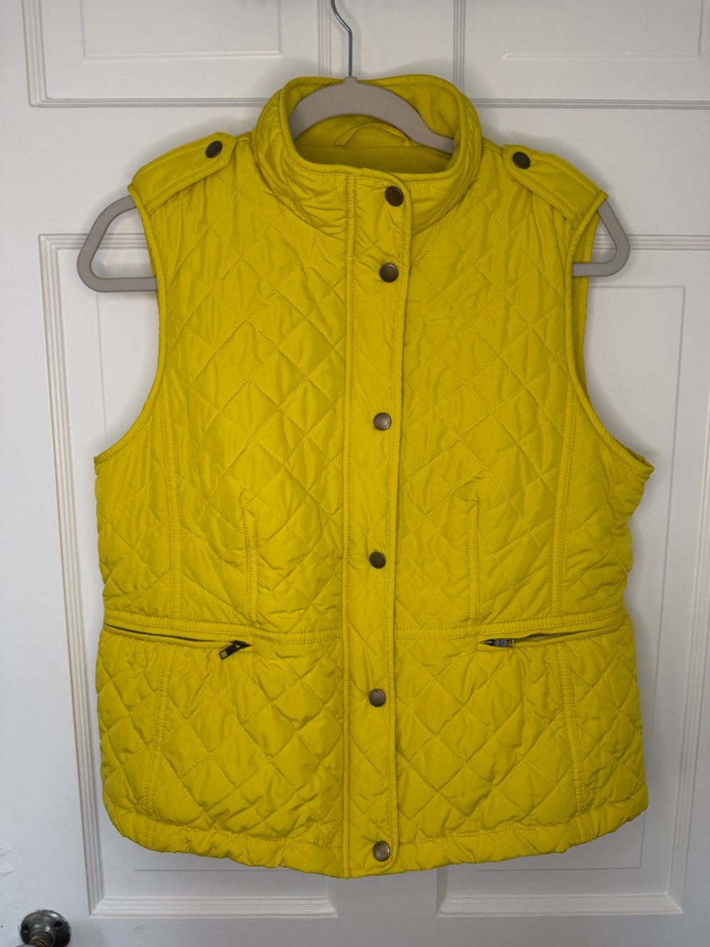 Talbots Petites Bright Yellow Quilted Puffer Vest | Size LP